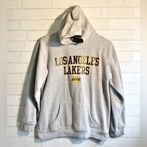 NBA Unisex Los Angeles Lakers Old Skool Gray Logo Hoodie Sweatshirt